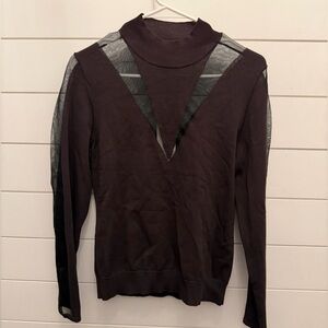 NWT River Island Chocolate brown Sheer Detail Top 12